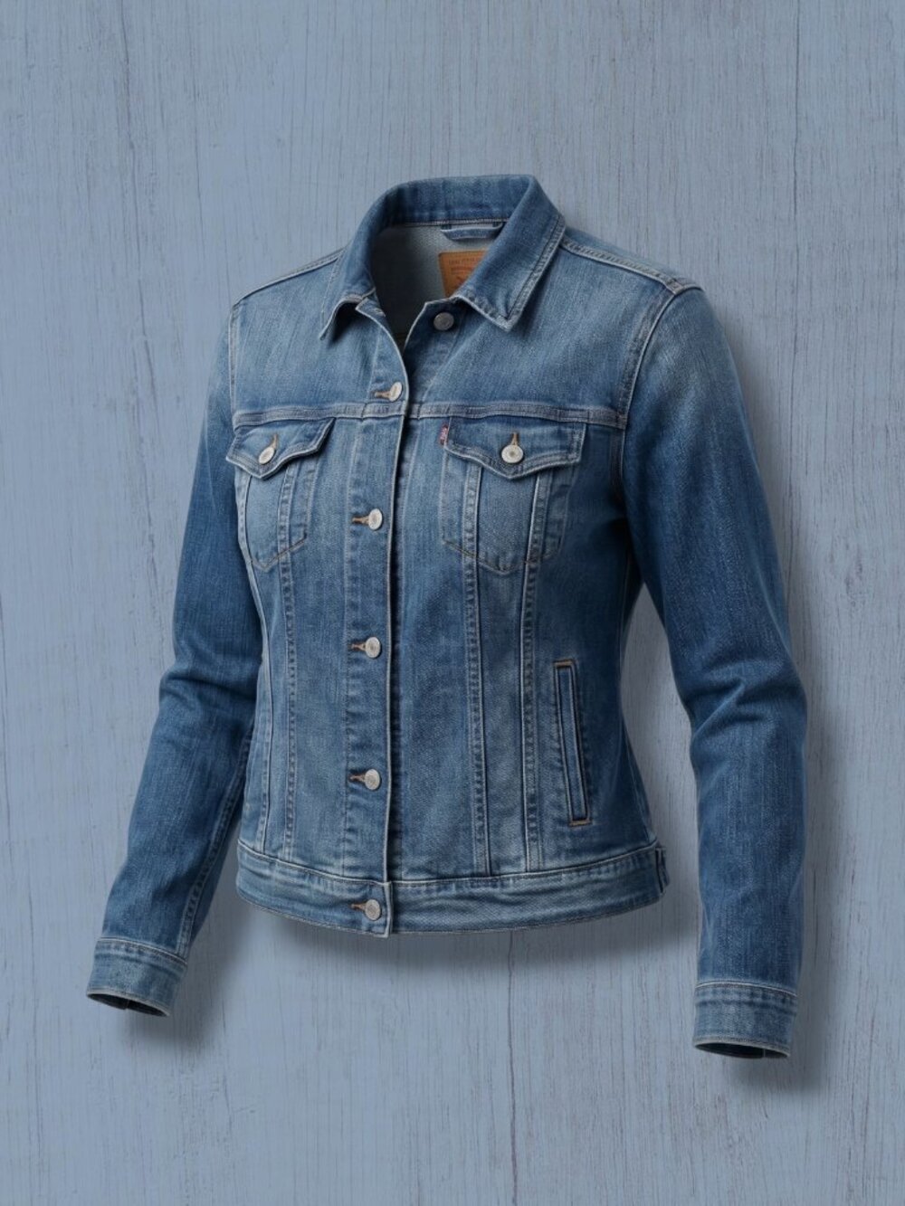 Levis Classic Blue Wash Cotton Stretch Denim Trucker Jacket XL